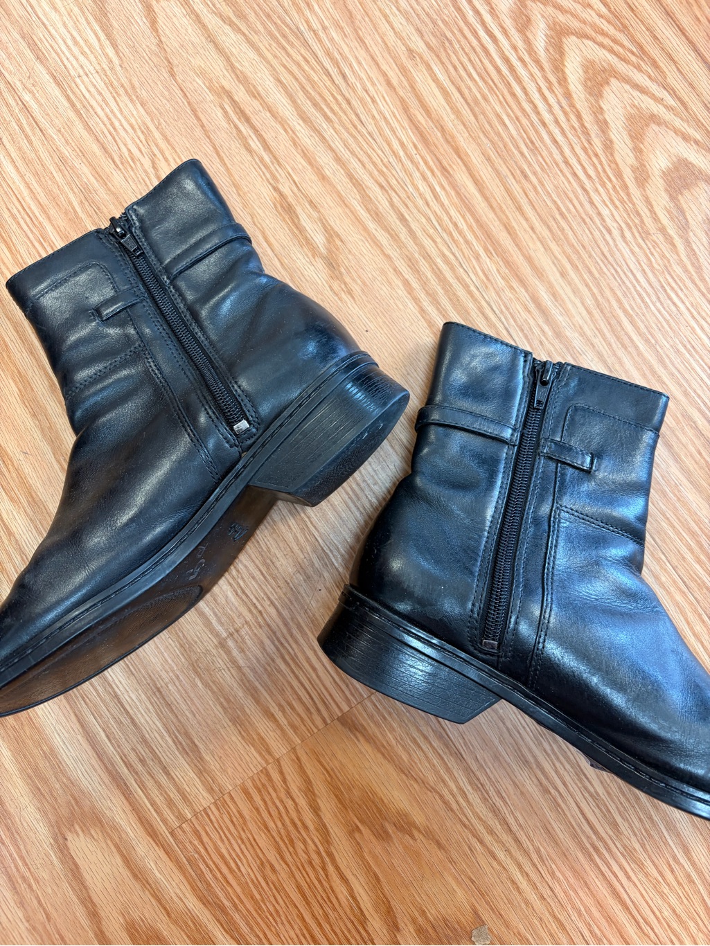 Black Leather Clarks Ankle Boots With Buckle Detail — image 4 of 5